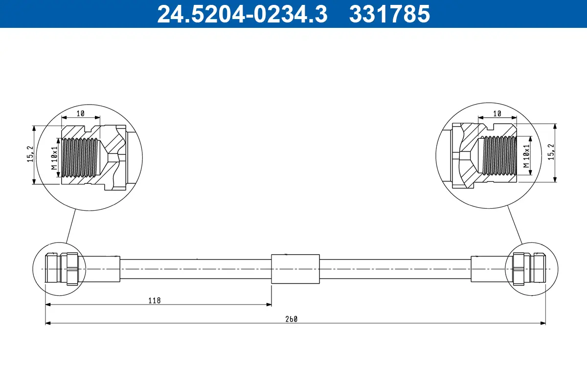 Bremsschlauch Hinterachse ATE 24.5204-0234.3