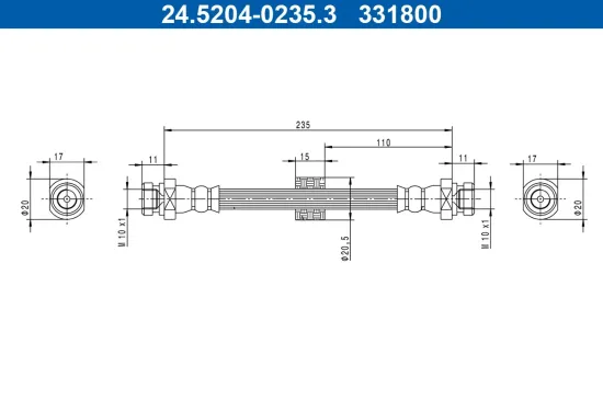 Bremsschlauch Hinterachse ATE 24.5204-0235.3 Bild Bremsschlauch Hinterachse ATE 24.5204-0235.3