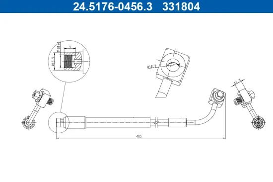 Bremsschlauch Hinterachse rechts ATE 24.5176-0456.3 Bild Bremsschlauch Hinterachse rechts ATE 24.5176-0456.3