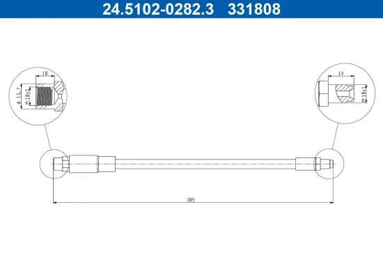 Bremsschlauch Hinterachse ATE 24.5102-0282.3 Bild Bremsschlauch Hinterachse ATE 24.5102-0282.3