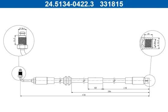 Bremsschlauch Vorderachse ATE 24.5134-0422.3 Bild Bremsschlauch Vorderachse ATE 24.5134-0422.3
