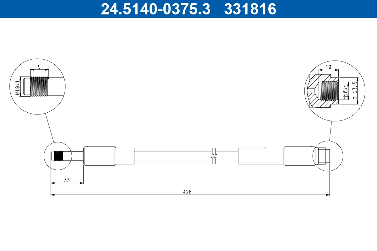 Bremsschlauch Hinterachse ATE 24.5140-0375.3