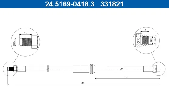 Bremsschlauch Hinterachse ATE 24.5169-0418.3 Bild Bremsschlauch Hinterachse ATE 24.5169-0418.3