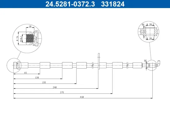 Bremsschlauch Vorderachse rechts ATE 24.5281-0372.3 Bild Bremsschlauch Vorderachse rechts ATE 24.5281-0372.3