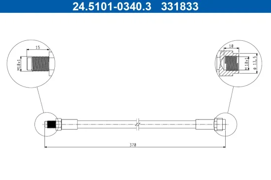 Bremsschlauch Vorderachse ATE 24.5101-0340.3 Bild Bremsschlauch Vorderachse ATE 24.5101-0340.3
