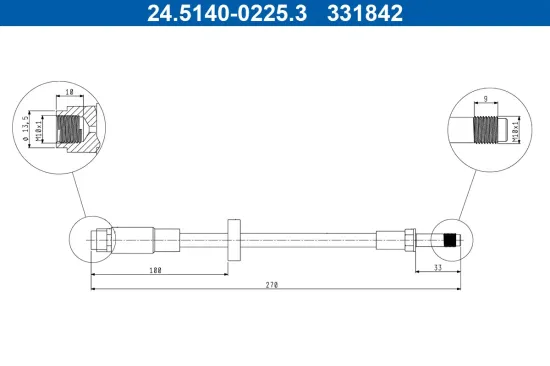 Bremsschlauch ATE 24.5140-0225.3 Bild Bremsschlauch ATE 24.5140-0225.3