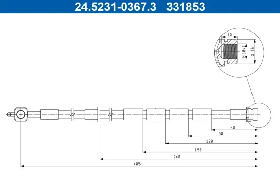 Bremsschlauch Vorderachse links ATE 24.5231-0367.3 Bild Bremsschlauch Vorderachse links ATE 24.5231-0367.3