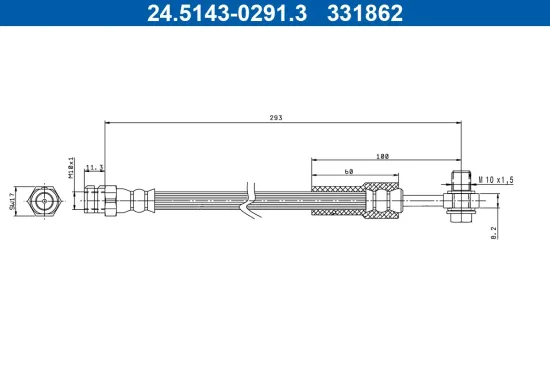 Bremsschlauch Hinterachse ATE 24.5143-0291.3 Bild Bremsschlauch Hinterachse ATE 24.5143-0291.3