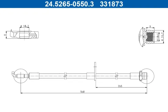Bremsschlauch Vorderachse links ATE 24.5265-0550.3 Bild Bremsschlauch Vorderachse links ATE 24.5265-0550.3