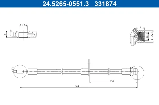 Bremsschlauch Vorderachse rechts ATE 24.5265-0551.3 Bild Bremsschlauch Vorderachse rechts ATE 24.5265-0551.3
