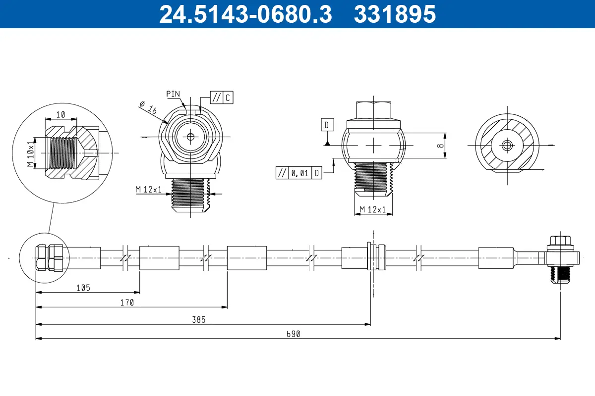 Bremsschlauch Vorderachse ATE 24.5143-0680.3