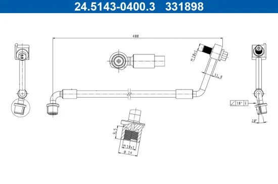 Bremsschlauch Hinterachse rechts ATE 24.5143-0400.3 Bild Bremsschlauch Hinterachse rechts ATE 24.5143-0400.3