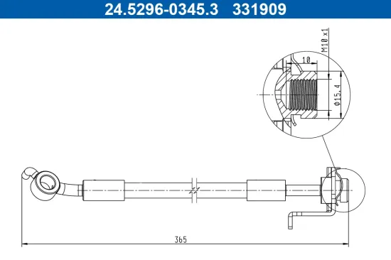 Bremsschlauch Hinterachse links ATE 24.5296-0345.3 Bild Bremsschlauch Hinterachse links ATE 24.5296-0345.3