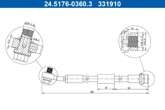 Bremsschlauch Hinterachse ATE 24.5176-0360.3 Bild Bremsschlauch Hinterachse ATE 24.5176-0360.3