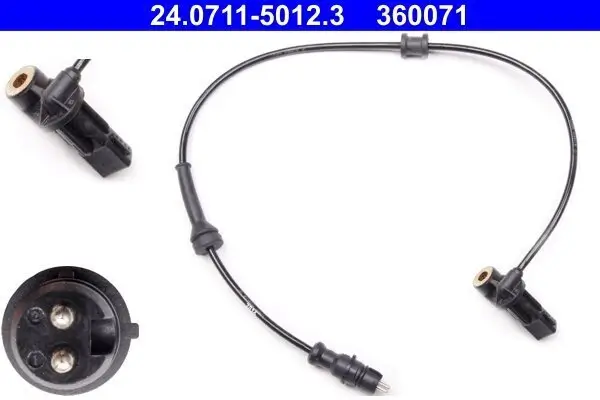 Sensor, Raddrehzahl Hinterachse rechts ATE 24.0711-5012.3