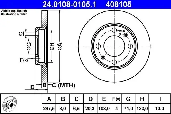 Bremsscheibe ATE 24.0108-0105.1