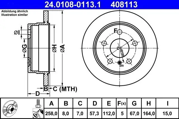 Bremsscheibe ATE 24.0108-0113.1