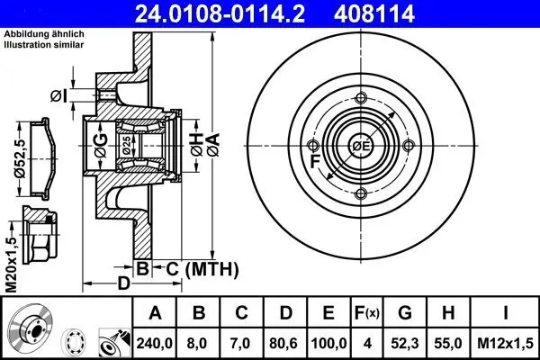 Bremsscheibe ATE 24.0108-0114.2