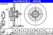 Bremsscheibe Hinterachse ATE 24.0109-0100.2