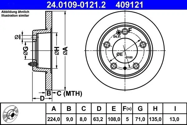 Bremsscheibe ATE 24.0109-0121.2