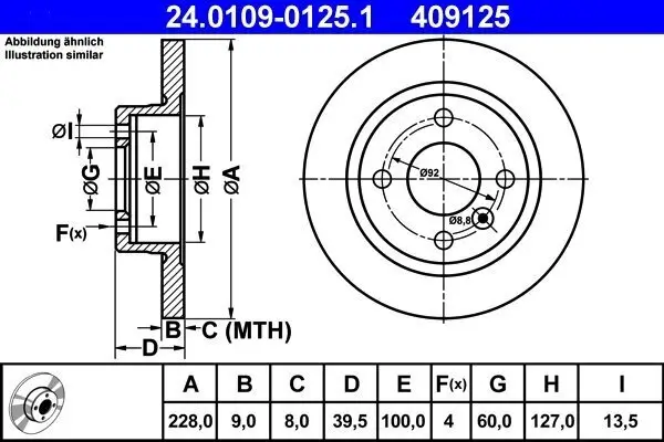 Bremsscheibe ATE 24.0109-0125.1