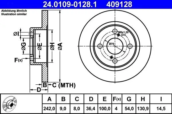 Bremsscheibe ATE 24.0109-0128.1