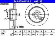 Bremsscheibe Hinterachse ATE 24.0109-0139.1