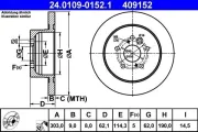 Bremsscheibe Hinterachse ATE 24.0109-0152.1