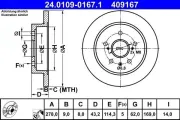 Bremsscheibe Hinterachse ATE 24.0109-0167.1