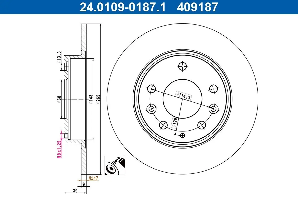 Bremsscheibe ATE 24.0109-0187.1