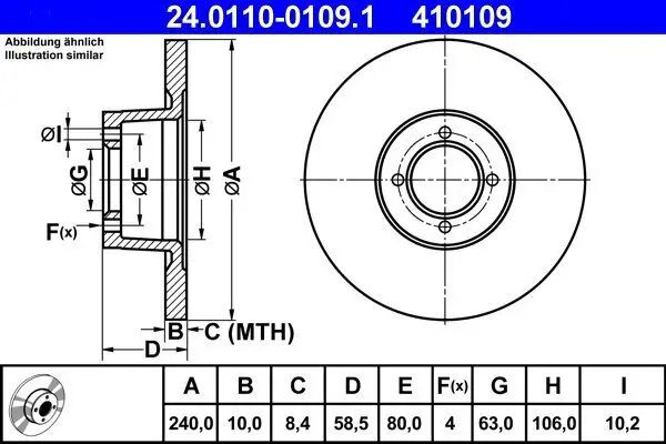 Bremsscheibe ATE 24.0110-0109.1