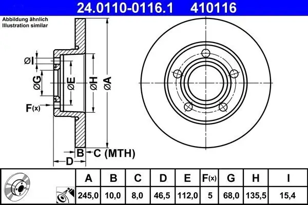 Bremsscheibe ATE 24.0110-0116.1