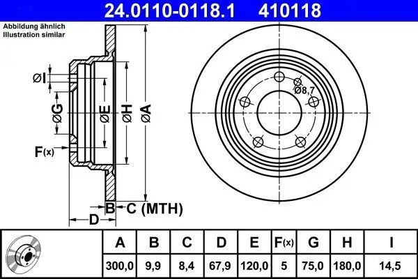 Bremsscheibe ATE 24.0110-0118.1