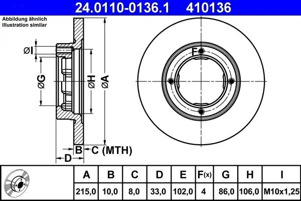 Bremsscheibe Vorderachse ATE 24.0110-0136.1