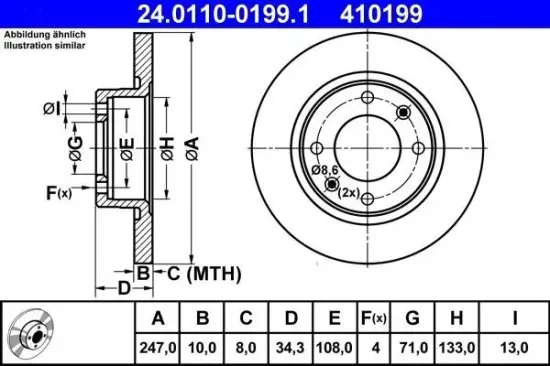 Bremsscheibe ATE 24.0110-0199.1 Bild Bremsscheibe ATE 24.0110-0199.1