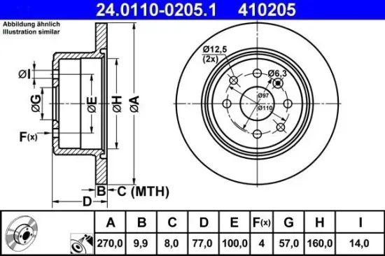 Bremsscheibe ATE 24.0110-0205.1 Bild Bremsscheibe ATE 24.0110-0205.1