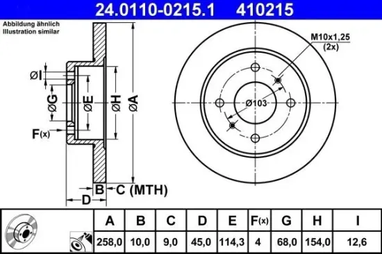 Bremsscheibe ATE 24.0110-0215.1 Bild Bremsscheibe ATE 24.0110-0215.1