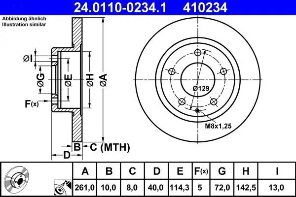 Bremsscheibe Hinterachse ATE 24.0110-0234.1