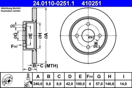 Bremsscheibe ATE 24.0110-0251.1 Bild Bremsscheibe ATE 24.0110-0251.1