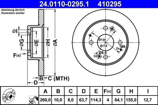 Bremsscheibe Hinterachse ATE 24.0110-0295.1
