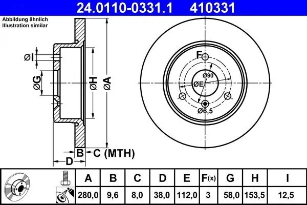 Bremsscheibe Vorderachse ATE 24.0110-0331.1