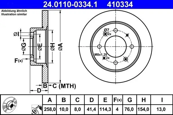 Bremsscheibe Hinterachse ATE 24.0110-0334.1