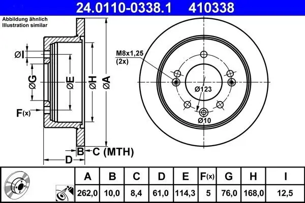 Bremsscheibe Hinterachse ATE 24.0110-0338.1