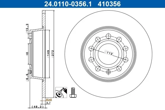 Bremsscheibe ATE 24.0110-0356.1 Bild Bremsscheibe ATE 24.0110-0356.1