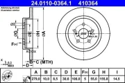 Bremsscheibe Hinterachse ATE 24.0110-0364.1