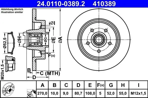 Bremsscheibe ATE 24.0110-0389.2