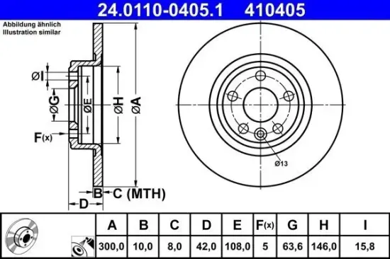 Bremsscheibe Hinterachse ATE 24.0110-0405.1 Bild Bremsscheibe Hinterachse ATE 24.0110-0405.1