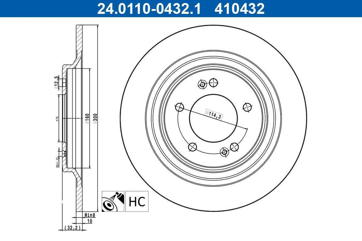 Bremsscheibe Hinterachse ATE 24.0110-0432.1