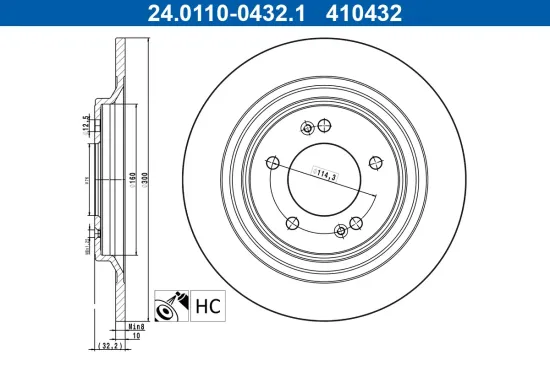 Bremsscheibe Hinterachse ATE 24.0110-0432.1 Bild Bremsscheibe Hinterachse ATE 24.0110-0432.1