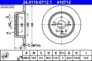 Bremsscheibe Hinterachse ATE 24.0110-0712.1